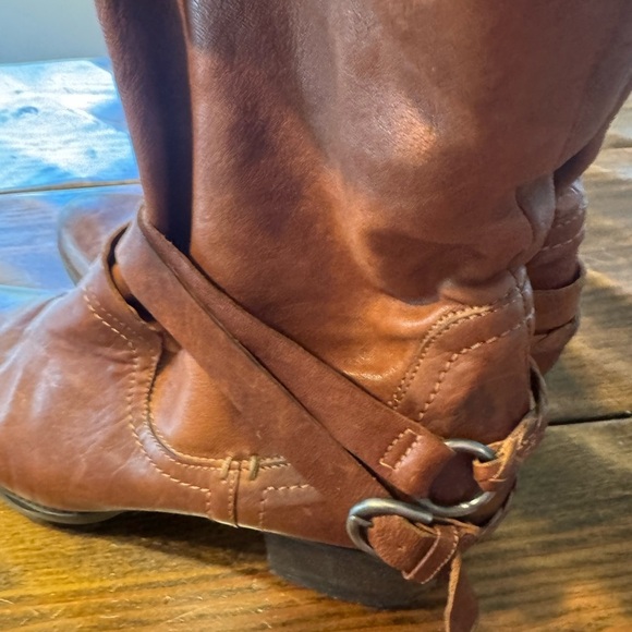 Donna Carolina Italian LEATHER booties. Size 40.5 EU. 9 US Brown COWBOY STYLE - Picture 3 of 11